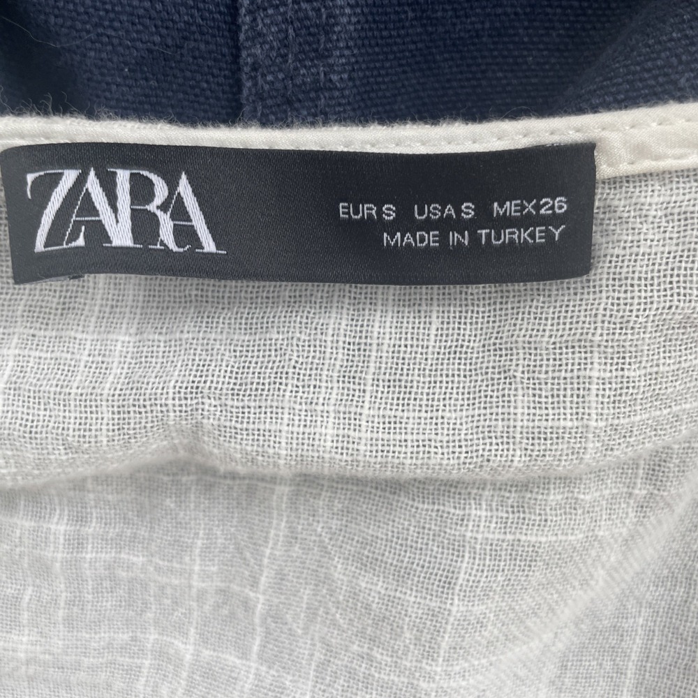 Zara NWOT Womens Ruffled Collar Button-Up Off White Cotton Long Sleeve Size S - Picture 6 of 6
